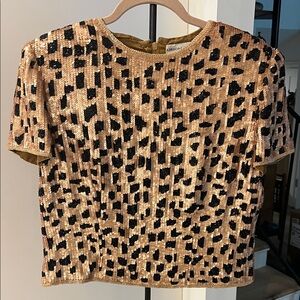 Giorgio Armani Gold and Black Sequin Blouse gold black sz Large